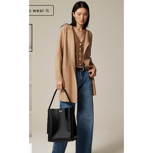 J.Crew $158 Juliette collarless sweater-blazer Hthr Khaki Size S J6339 - Picture 1 of 5